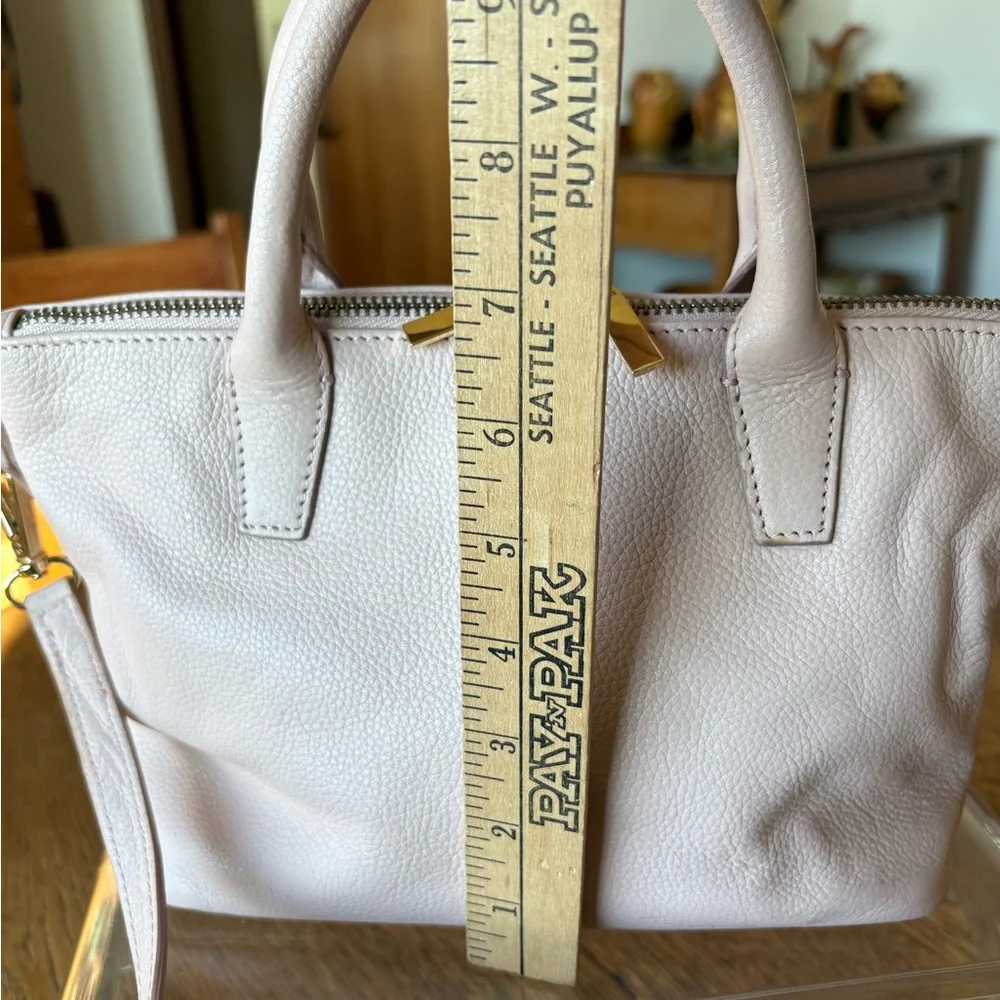 Barney’s New York Blush Pink Pebbled Leather Satchel Gold Hardware